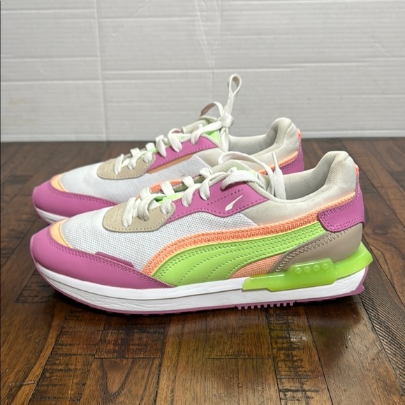 Puma The City Rider Sneakers Multicolor Women's pink green orange white size 8 - Picture 4 of 13